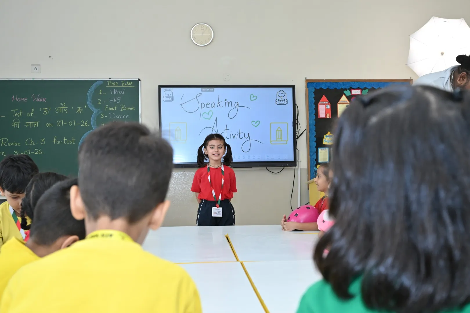 Students engaged in a classroom discussion