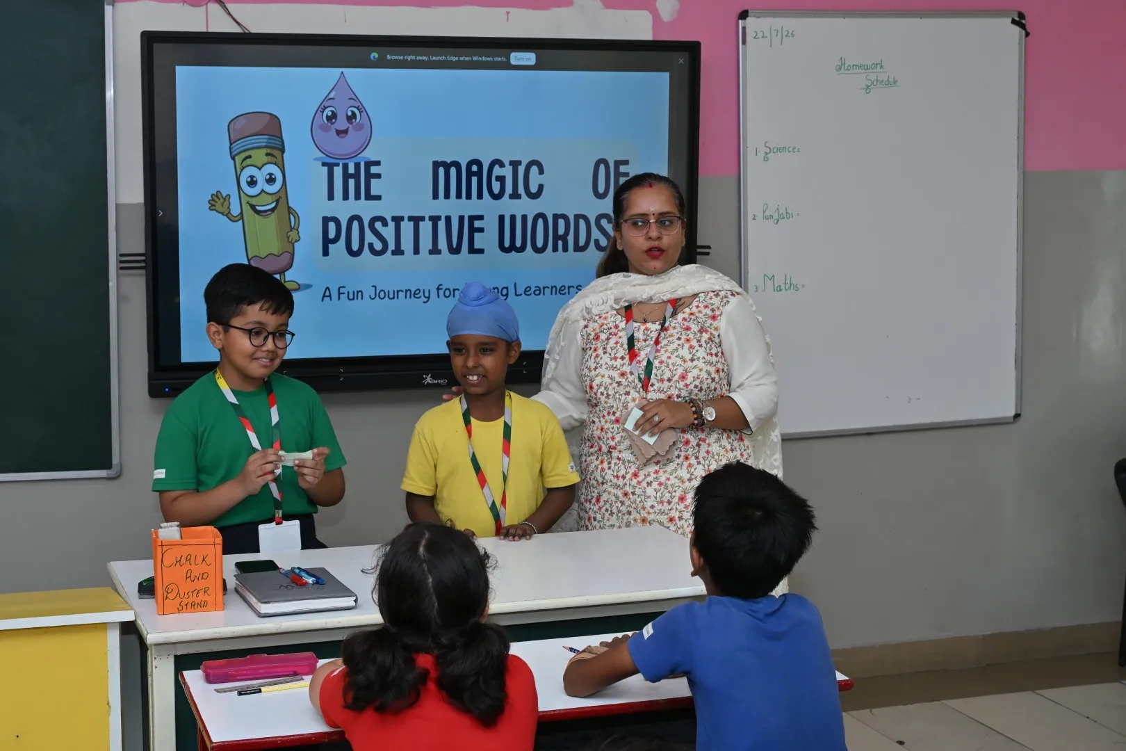 Students presenting ideas in class