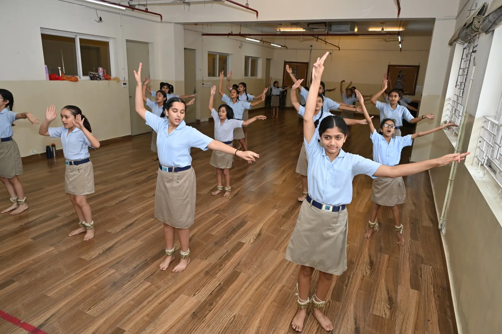Students participating in a performing arts activity